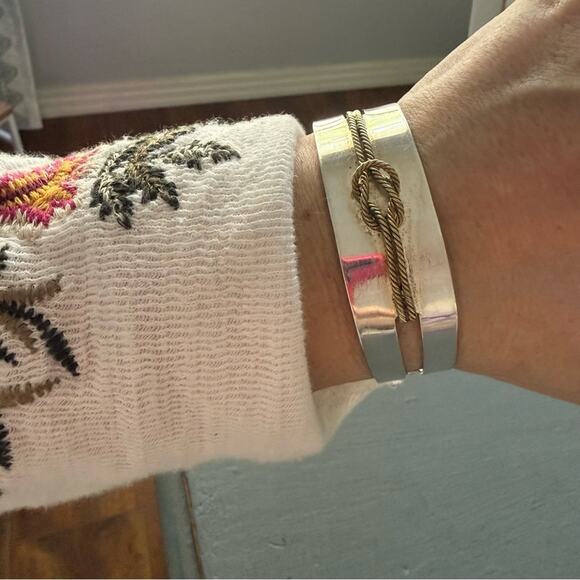 Taxco 925 Sterling Silver & Brass Rope Cuff Bracelet - Picture 4 of 10